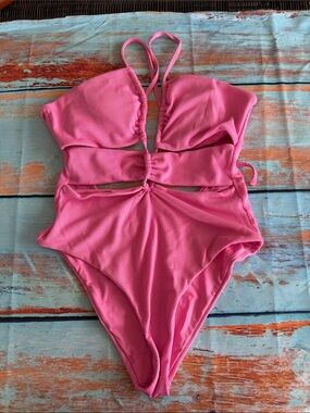 Women’s Pink Cutout One-Piece Swimsuit
